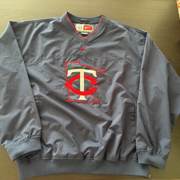 Vintage Mens Nike Minnesota Twins V Neck Side Zip Pullover Windbreaker Large - Picture 1 of 7